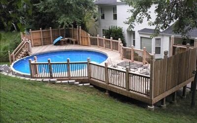 Photo #49 – 900 sq. ft cedar deck around swimming pool