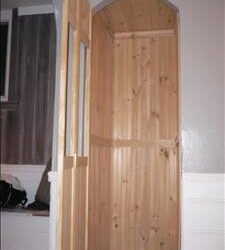 Photo #84 – Phone booth built and ready for stain…..and a phone